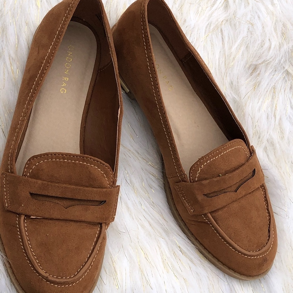 London Rag Faux Suede Penny Loafers Size 6 Euc